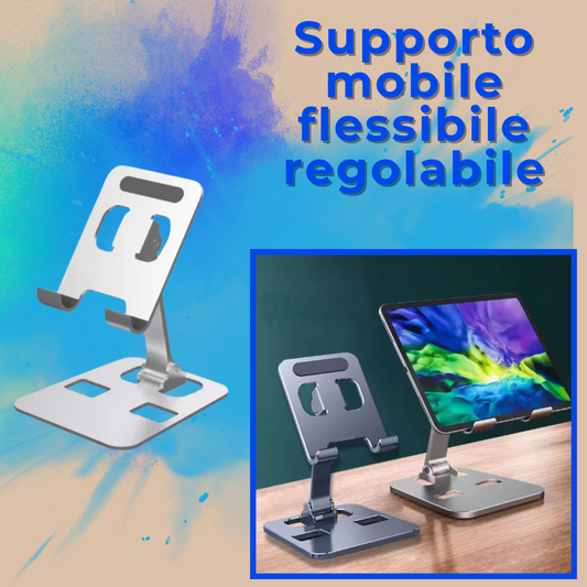 Supporto Pieghevole Universale da Tavolo in Alluminio per Smartphone e Tablet
